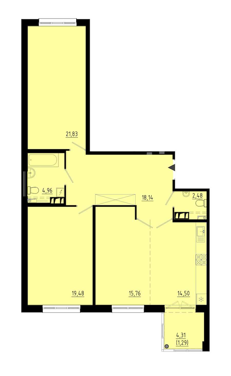 Двухкомнатная квартира в : площадь 97.6 м2 , этаж: 1 – купить в Санкт-Петербурге